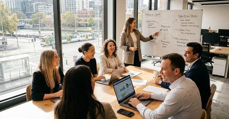 Team collaborating during an employer branding strategy meeting